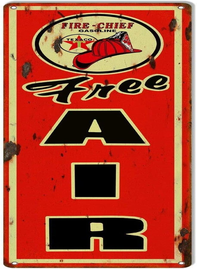 Eletina Retro Metal tin Sign Free Air Gasoline Reproduction Garage Shop Metal Sign Funny Home Cave Garage bar Wall Decoration Vintage Metal Sign 4 x 16 inch - Image 1